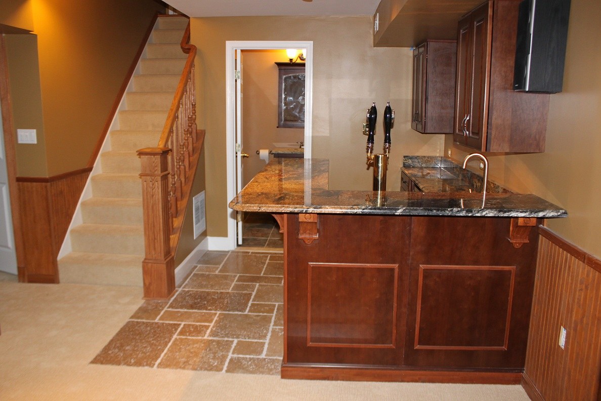 Completed residential kitchen and stair interior